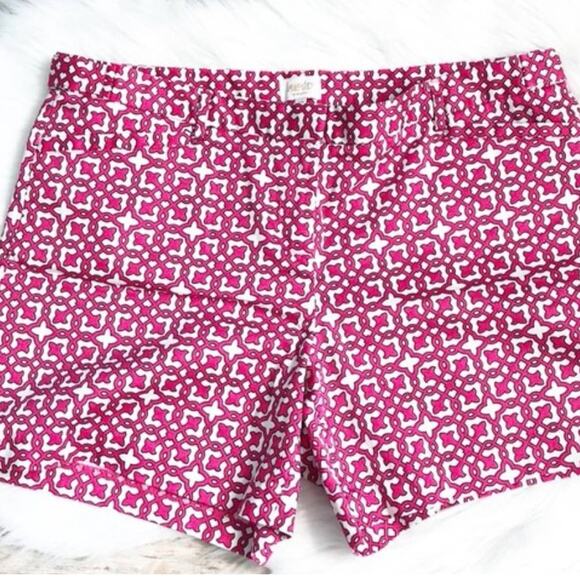 Laundry by Shelli Segal Geo Pink White Print Cotton Shorts Size 4 - Picture 1 of 3